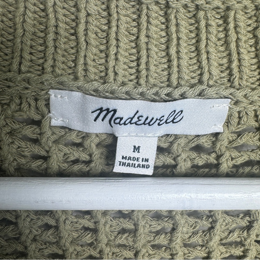 Madewell Oversize Open Stitch Fisherman Pullover Sweater Heather Seedling NEW - Picture 6 of 8